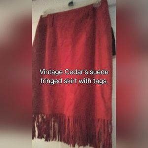 Cedar's genuine suede, vintage, fringe edged, sz 10 skirt. With original tags.